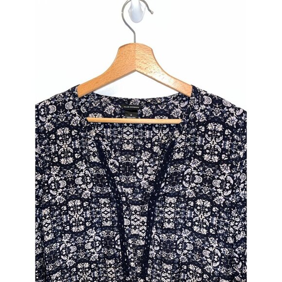 Club Monaco Womens Printed Long Sleeve Dress Size 6 Black y/White Floral Pattern - Picture 3 of 9